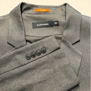 Men's Bluffworks Gramercy‎ Blazer 46L Gray Classic Fit Travel Sport Coat Jacket